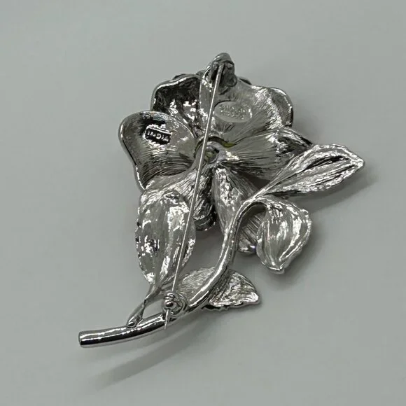 Vintage Nolan Miller Brooch First Lady Red Rose Nancy Regan Rhinestone Brooch - Picture 9 of 16